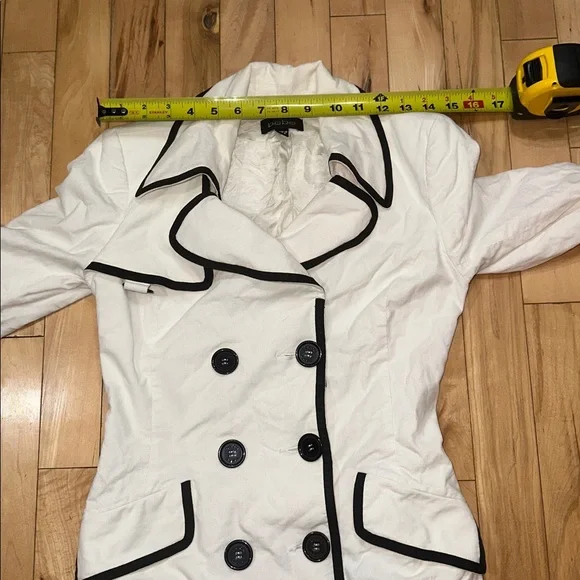 bebe White Trench Coat with Black Accents - Picture 9 of 9